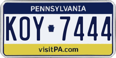 PA license plate KOY7444
