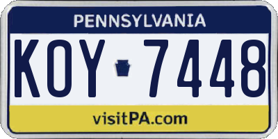 PA license plate KOY7448