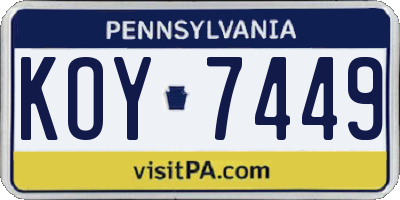 PA license plate KOY7449