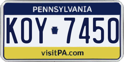 PA license plate KOY7450