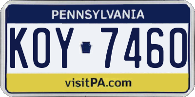 PA license plate KOY7460