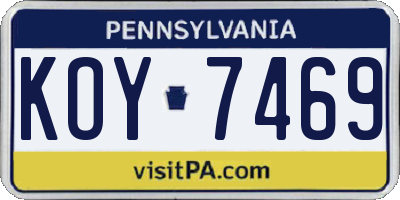 PA license plate KOY7469
