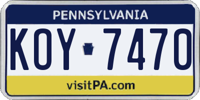 PA license plate KOY7470