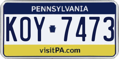PA license plate KOY7473