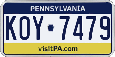 PA license plate KOY7479