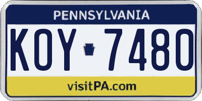 PA license plate KOY7480