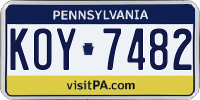 PA license plate KOY7482
