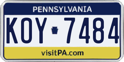 PA license plate KOY7484