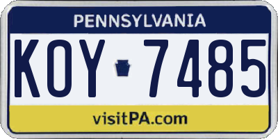 PA license plate KOY7485
