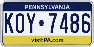 PA license plate KOY7486