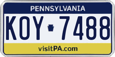 PA license plate KOY7488