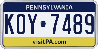 PA license plate KOY7489