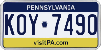 PA license plate KOY7490