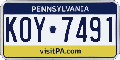 PA license plate KOY7491
