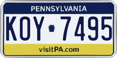 PA license plate KOY7495
