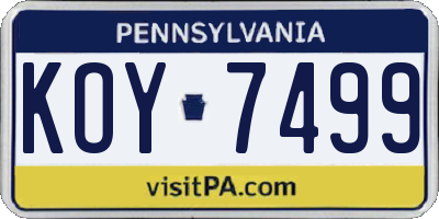 PA license plate KOY7499