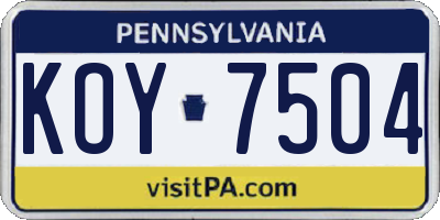 PA license plate KOY7504