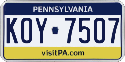 PA license plate KOY7507
