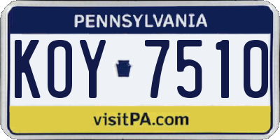 PA license plate KOY7510