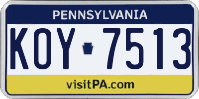 PA license plate KOY7513
