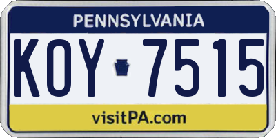 PA license plate KOY7515