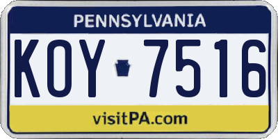 PA license plate KOY7516