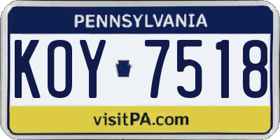 PA license plate KOY7518