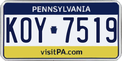 PA license plate KOY7519