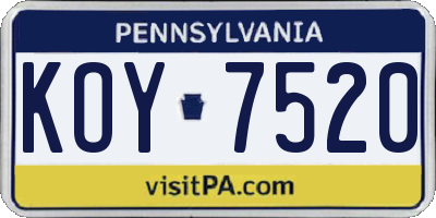 PA license plate KOY7520