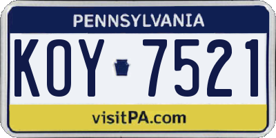 PA license plate KOY7521