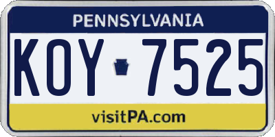 PA license plate KOY7525