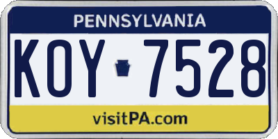 PA license plate KOY7528
