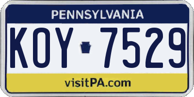 PA license plate KOY7529