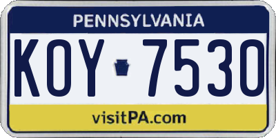 PA license plate KOY7530