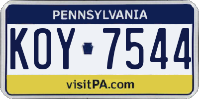 PA license plate KOY7544
