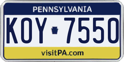 PA license plate KOY7550