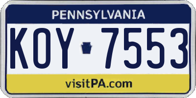 PA license plate KOY7553