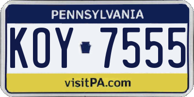 PA license plate KOY7555