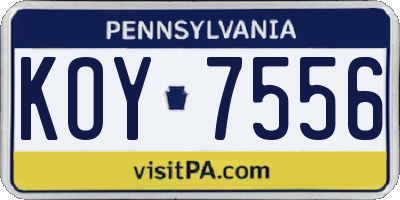 PA license plate KOY7556