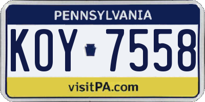 PA license plate KOY7558