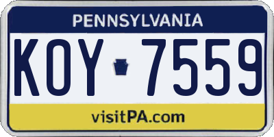 PA license plate KOY7559