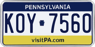 PA license plate KOY7560