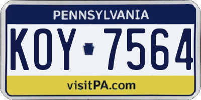PA license plate KOY7564