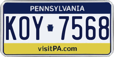 PA license plate KOY7568
