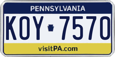 PA license plate KOY7570