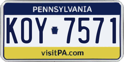 PA license plate KOY7571