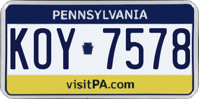 PA license plate KOY7578