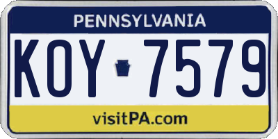 PA license plate KOY7579