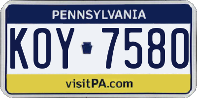 PA license plate KOY7580
