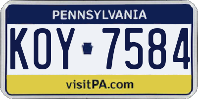 PA license plate KOY7584